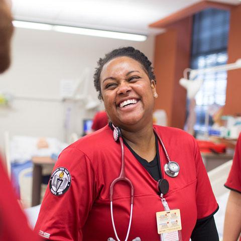 Nursing students work in McCord lab